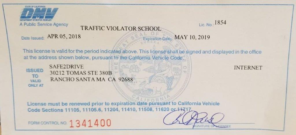 California Traffic School Course Provider License