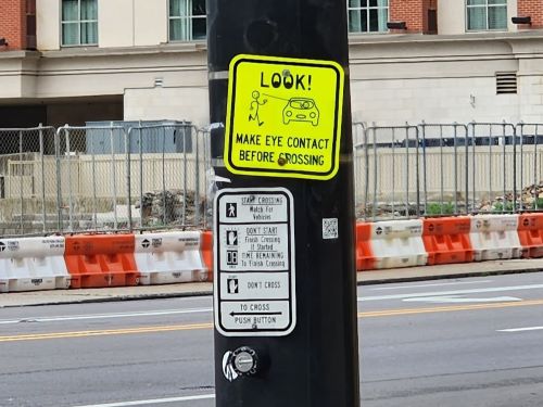 Look Before Crossing sign