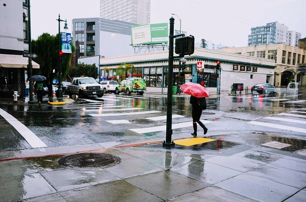 Pedestrian in the Rain