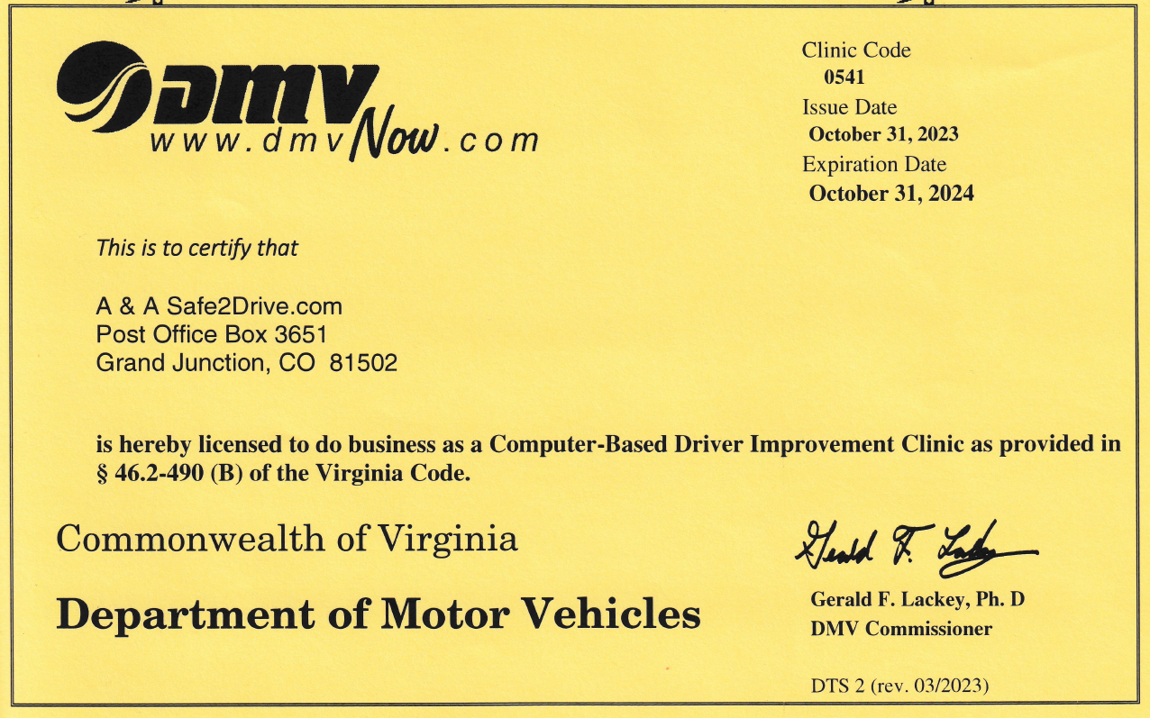 virginia certificate